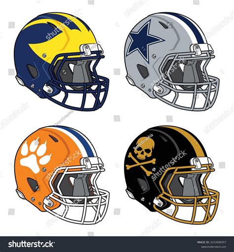 Set Isolated Colored Football Helmets Stock Vector (Royalty Free ...