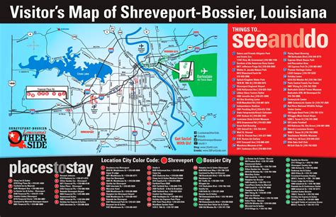 Shreveport and Bossier City tourist map - Ontheworldmap.com