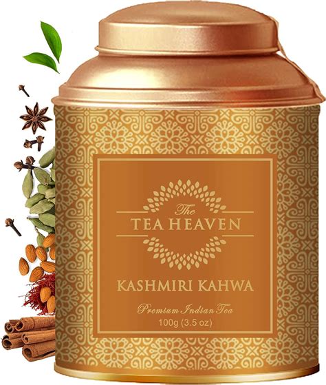 The Tea Heaven Kashmiri Kahwa Green Loose Leaf Tea Blended With Saffron Cinnamon Clove Rose