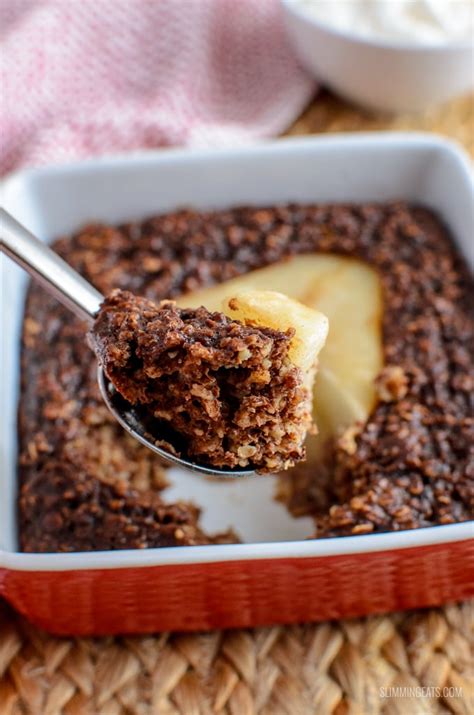 Chocolate and Pear Baked Oats | Slimming World Recipes