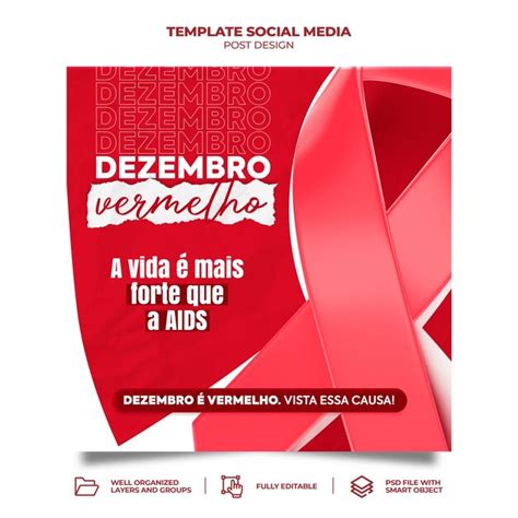 Dezembro Vermelho Luta Contra A Aids Modelo De Feed De Mídia Social Psd