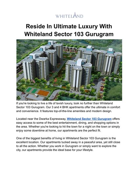 PPT Reside In Ultimate Luxury With Whiteland Sector 103 Gurugram