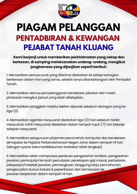 Piagam Pelanggan Pt Kluang Pentadbiran Tanah Johor