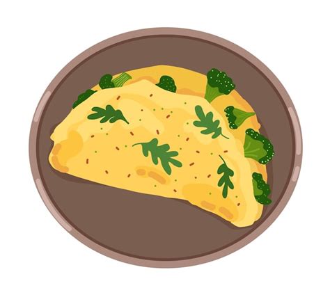 Omelette Aux Champignons Tomates Et Laitue Illustration De Plat D