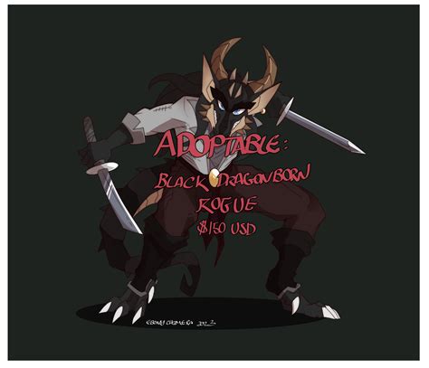 [Comm] [Art] Black Dragonborn Rogue Adoptable for Sale! Comes with ...