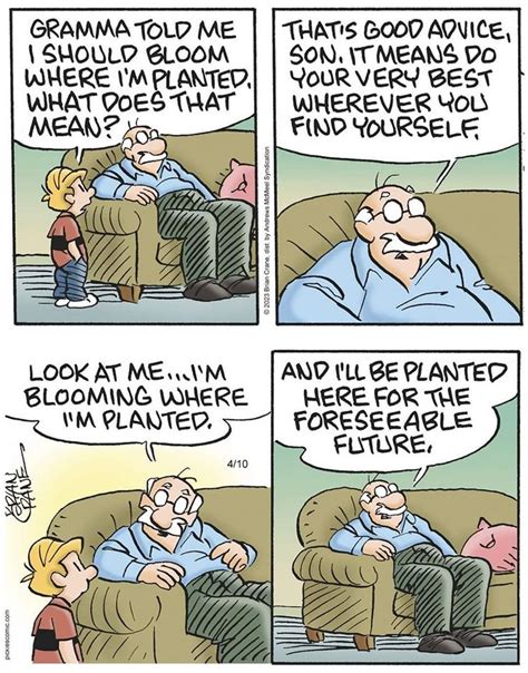 A Comic Strip With An Older Man Sitting In A Chair