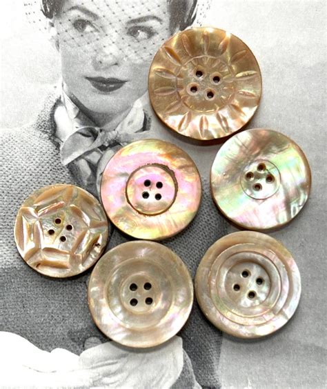 Antique Carved Shell Buttons Etsy