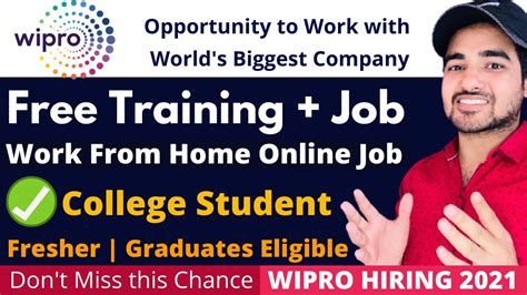 Wipro Free Training Work From Home Job In Wipro Jobs For