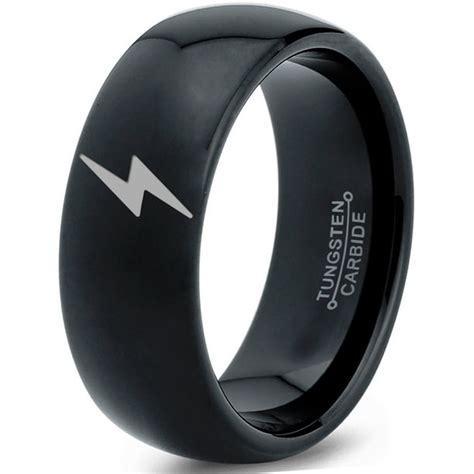 Zealot Jewelry Tungsten Flash Thunder Lightning Bolt Band Ring 8mm