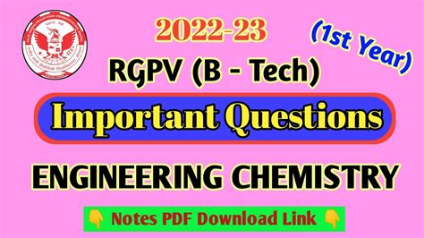 Engineering Chemistry 1st Semester Important Questions 1st Year B