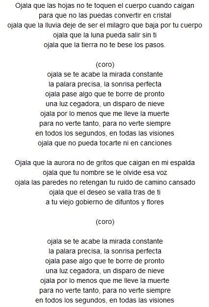 Letra De Ojalá Letras Verbos Canciones