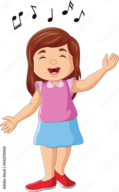 Cute Little Girl Cartoon Singing Stock Vector Adobe Stock