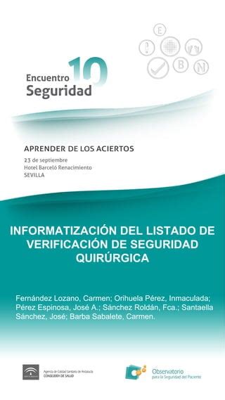 Informatización Del Listado De Verificación De Seguridad Quirúrgica Pdf