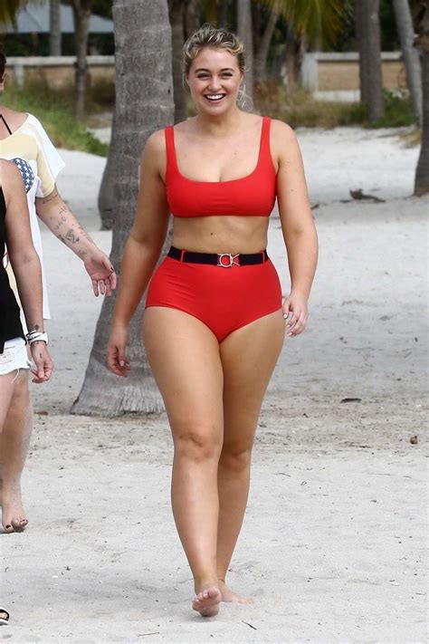 Iskra Lawrence Spotted In A Red Bikini During A Beach Photoshoot For