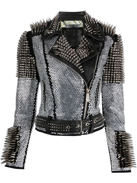 Philipp Plein Crystal Studded Jacket Black FARFETCH