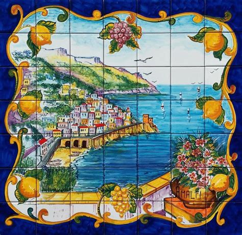 Hand Painted Italian Tile Mosaic Amalfi Coast Colorful Etsy