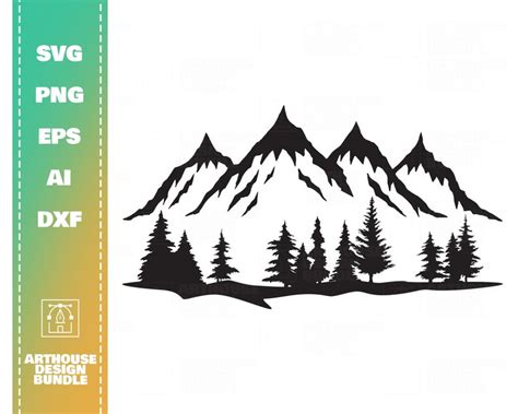 Berge Und B Ume Svg Berg Clipart Wald Svg Abenteuer Svg Etsy De