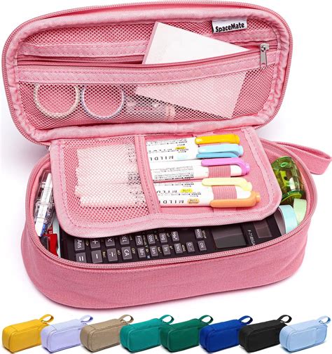 Spacemate Heavy Duty Canvas Pencil Case Pouch Bag Holds 50 100 Pencils Large Big