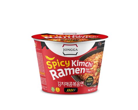 Jongga Spicy Stir Fried Kimchi Ramen With Real Kimchi Instant Spicy