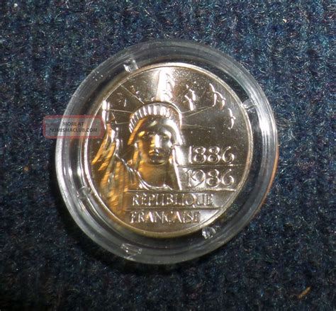 1986 Statue Of Liberty 100 Franc Silver Pied Fort France Coin In Capsule