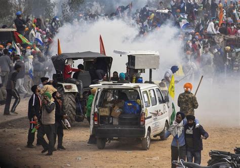 In Photos Tear Gas Fired As Farmers Gather At Shambhu Border To Resume