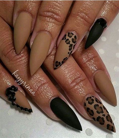 Lepord Print Nails Black Matte Leopard Print Nails Gel Nails Nail Art