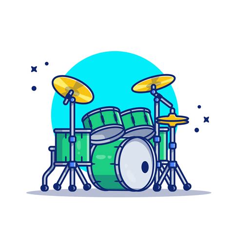 Ilustración De Icono De Vector De Dibujos Animados De Música De Batería