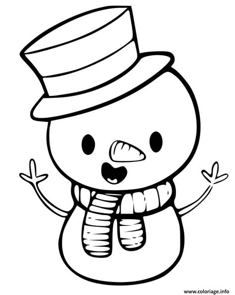 Coloriage Bonhomme De Neige Noel Adorable Mignon Jecolorie The Best