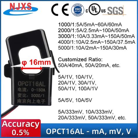 เซ็นเซอร์หม้อแปลงกระแสไฟฟ้าแบบแยกส่วนความถี่สูง Opct16al 100a 50ma 50a