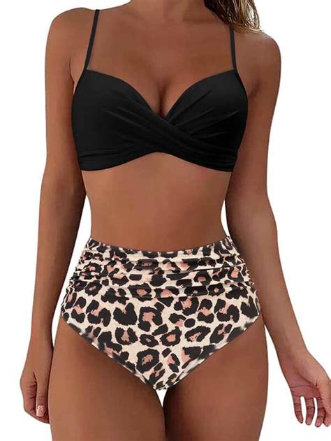 Leopard Print Push Up Bikini Swimsuit Shein Usa