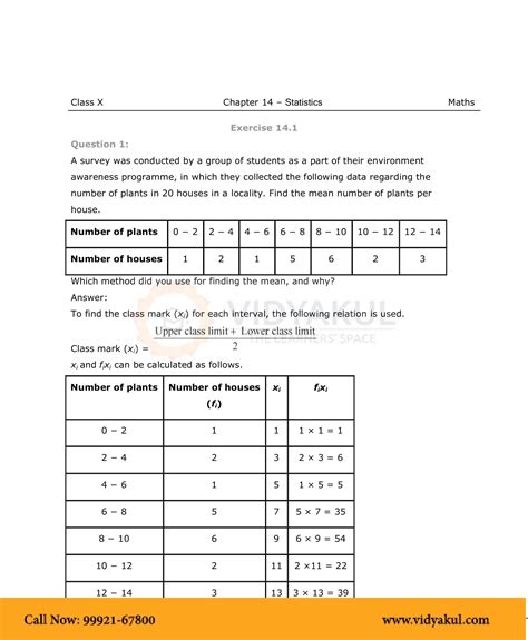 Class 10th Math Statistics Ncert Solution Cbse 2023