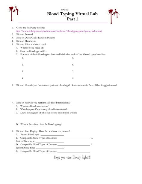 Blood Typing Virtual Lab