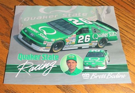 Brett Bodine 1992 93 Quaker State 26 Nascar Racing 8 X 10 Photo Card