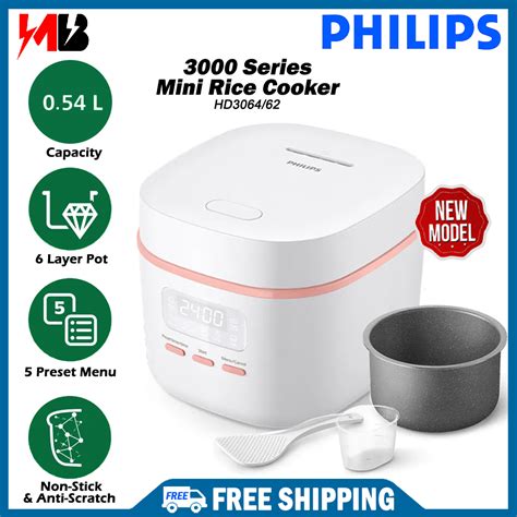 Free Shipping Philips 3000 Series Digital Mini Rice Cooker 054l