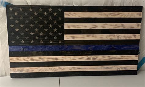 Wooden Thin Blue Line Flag Etsy