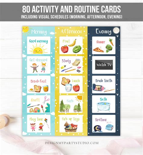 Visual Schedule Kids Daily Routine Chart 80 Cards Chores Etsy