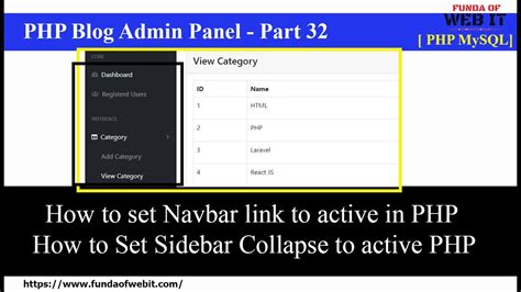 PHP Blog Admin Panel 32 How To Set Navbar Link To Active In PHP Set