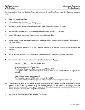 Fillable Online Forms Caltech California Institute Independent