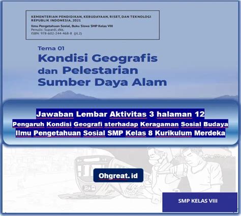 Jawaban Lembar Aktivitas 3 Halaman 12 Pengaruh Kondisi Geografi