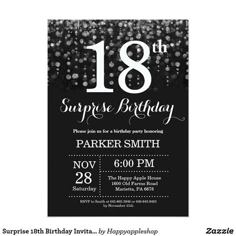 Surprise 18th Birthday Invitation Silver Glitter