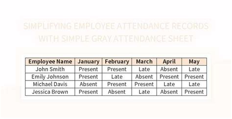 Streamlining Employee Attendance Tracking With Basic Gray Sheet Excel