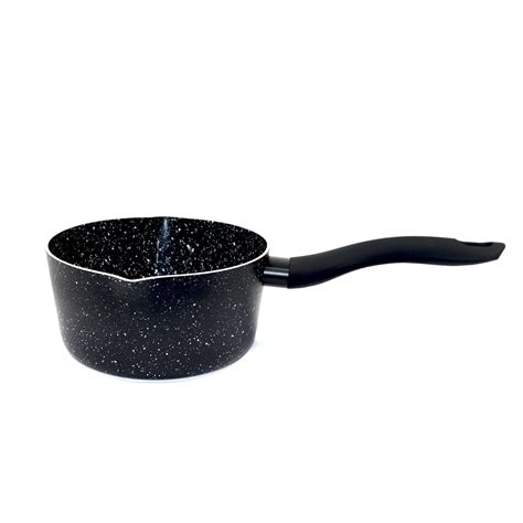 14cm Non Stick Milk Pan With Dual Pouring Lip Saucepan In Black