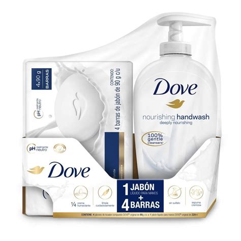 Jabón de tocador Dove Original en barra 4 x 90 g c u jabón líquido