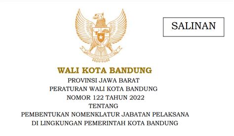 Peraturan Wali Kota Bandung Nomor 122 Tahun 2022 Tentang Pembentukan