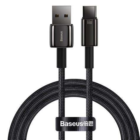 Baseus Tungsten Gold kabelis USB į Type C 66 W 1m Juodas žema kaina