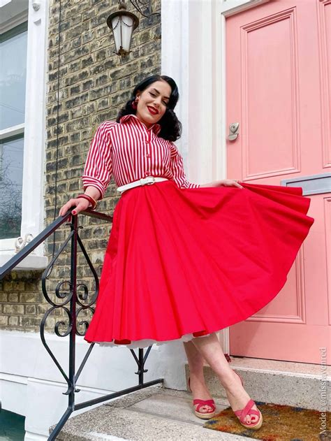 1950s Circle Skirt Red Sateen From Vivien Of Holloway