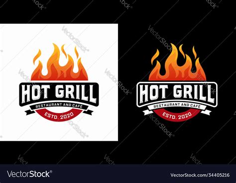 Hot Grill Logo Design Template Royalty Free Vector Image