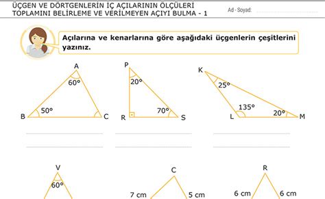 5 Sınıf Üçgen Ve Dörtgenlerin İç Açılarının Ölçüleri Toplamını