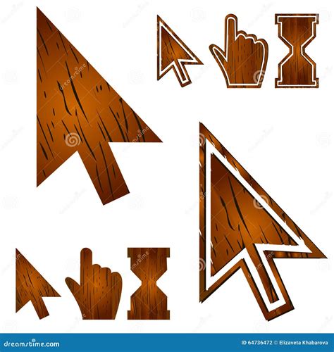 Wooden Cursors Set Vector Illustration Stock Vector Illustration Of