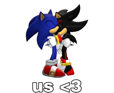 An Image Of Sonic And Tails Hugging In Front Of The Words Us